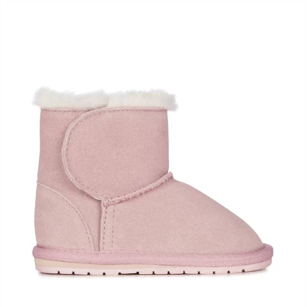 NEW EMU AUSTRALIA kid's suede merino wool boots in baby pink